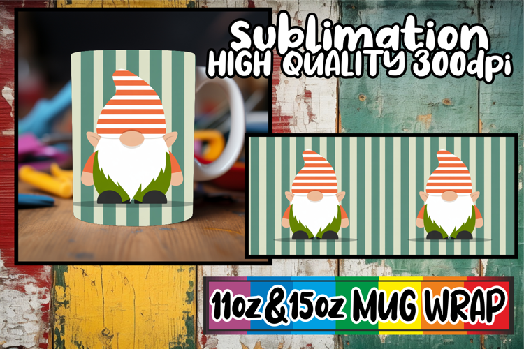 Cheerful days 11oz 15oz mug wrap, Gnomes