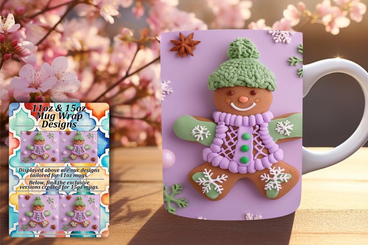 Festive 3D Gingerbread Wrap | 11oz/15oz Christmas Mug