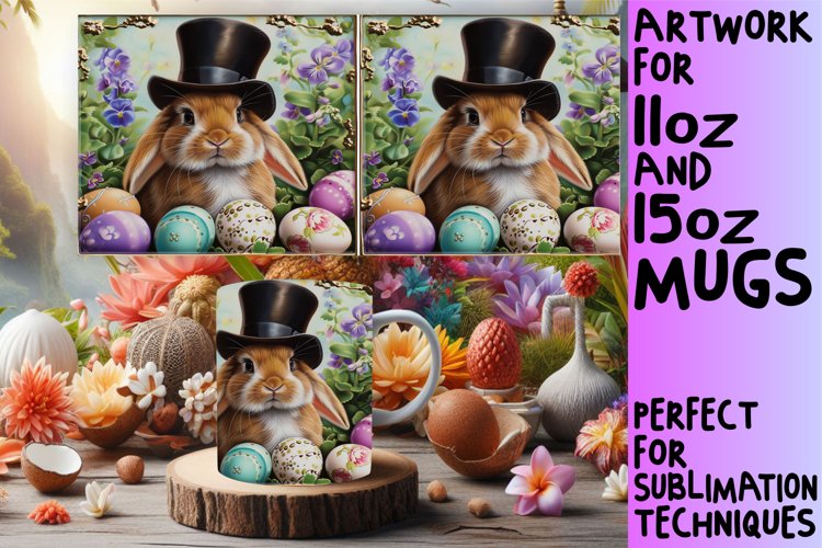 Cheerful Springtime Bunny Mug Design 15oz
