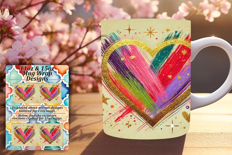 FASHIONABLE 11oz Mug Wrap PNG , Heart