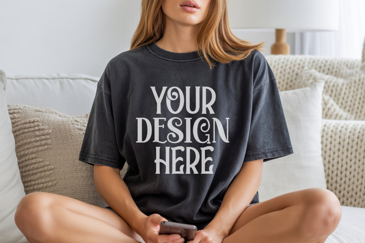 Black Tshirt Mockup Image 2