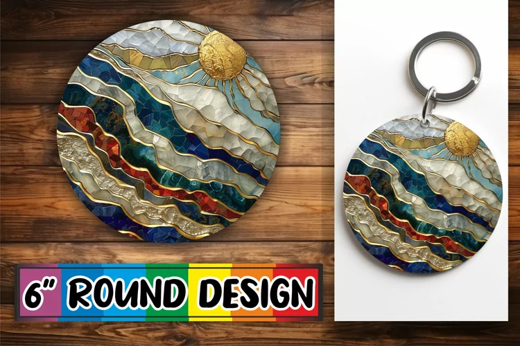 Golden Mosaic Majesty: Sublimation Circle Wonders