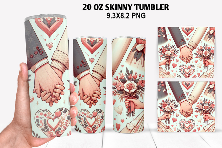 Valentine Skinny Tumbler 20oz Wrap Design, Valentine Tumbler