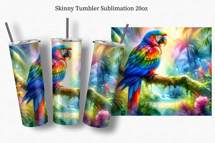 Tropical bird, Tumbler Wrap 20oz, Watercolor