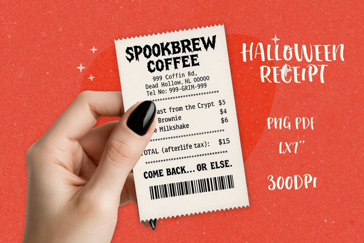 Spooky Halloween Receipt PNG|Funny Printable & Sublimation