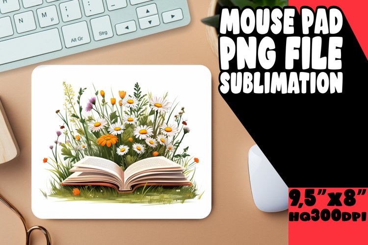 Enchanted Library: Floral Watercolor Mouse Pad