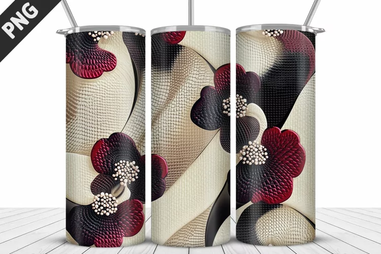 3D Daisy Flowers 20oz Tumbler Wrap | Sublimation Design