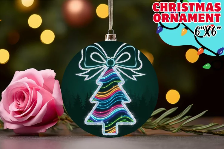 Cheerful Round Design Sublimation, Neon Xmas