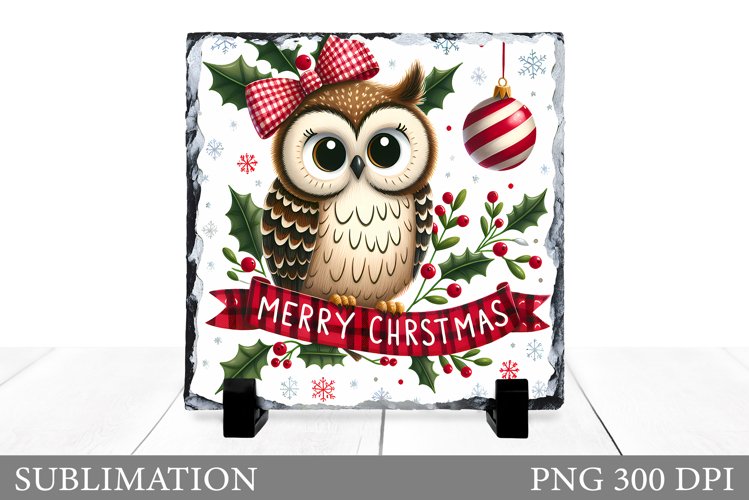 Christmas Owl Sublimation. Christmas Owl Slate Design