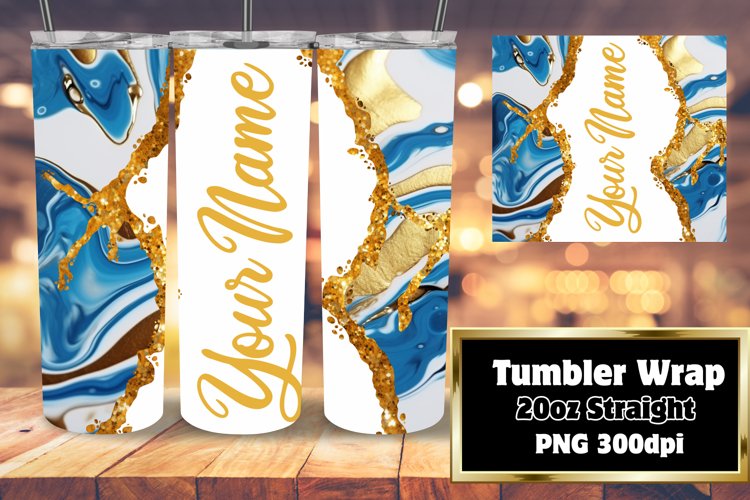 3D Marble Elegance: Custom Text Tumbler