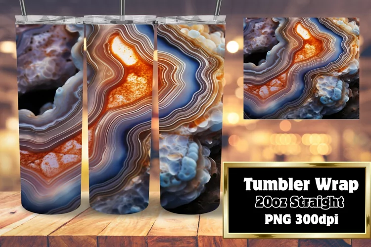 Sublimation 3D Geode Agate 20oz Tumbler Glitter