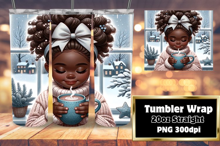 Afro Holiday Sparkle Tumbler Sleeve 20oz PNG