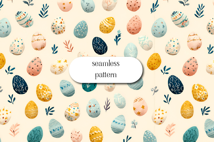 Easter Egg Seamless Pattern Watercolor Floral Design