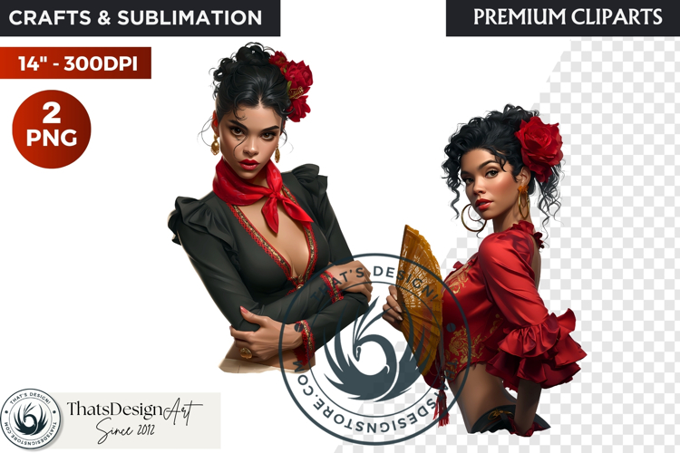 Spanish Flamenco dancer woman Clipart, Sevillana