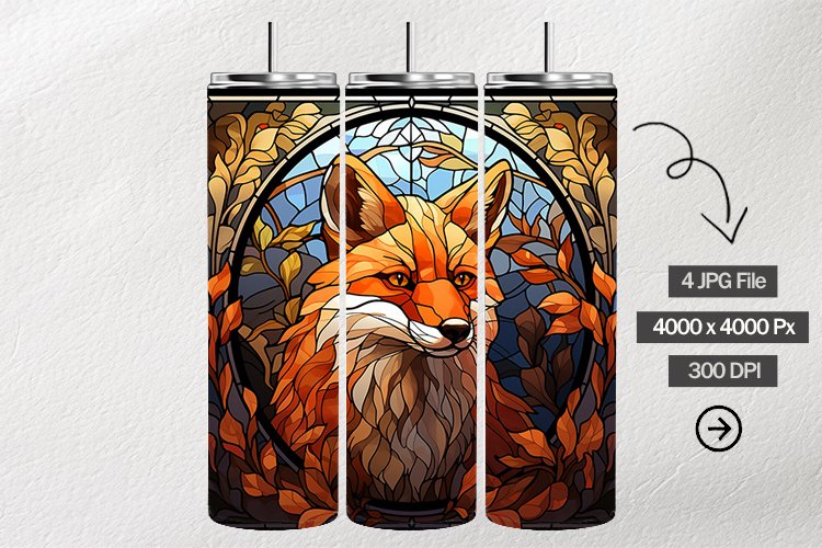 Fox Stained Glass Square Coaster - 04 Variations