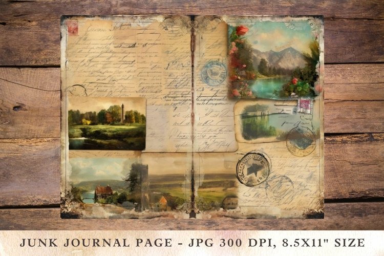 Printable Junk Journal Pages travel postcard 2 example image 1