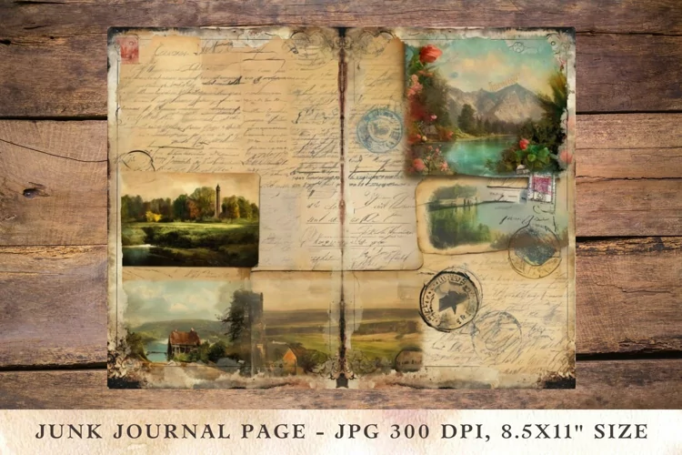 Printable Junk Journal Pages travel postcard 2