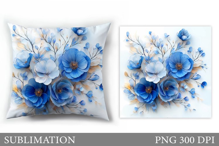 3D Flowers Pillow Design. Floral Sublimation example image 1