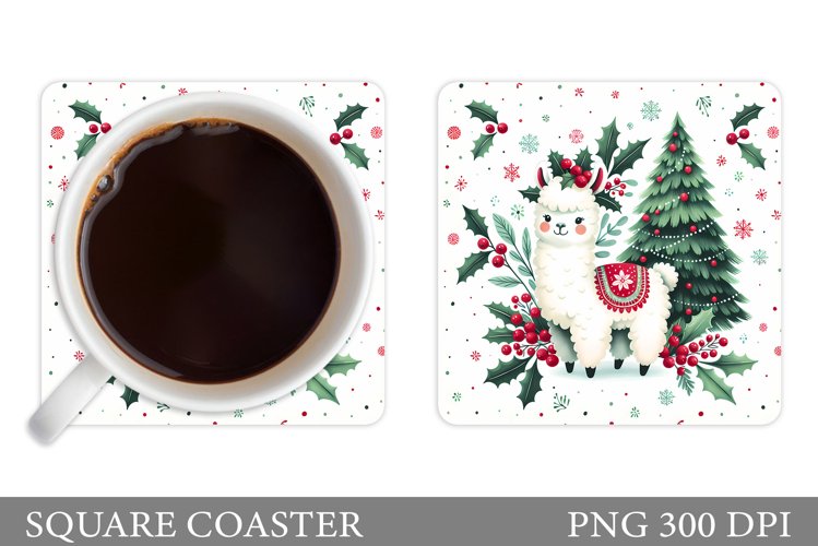 Christmas Lama Coaster Design. Christmas Coaster Sublimation