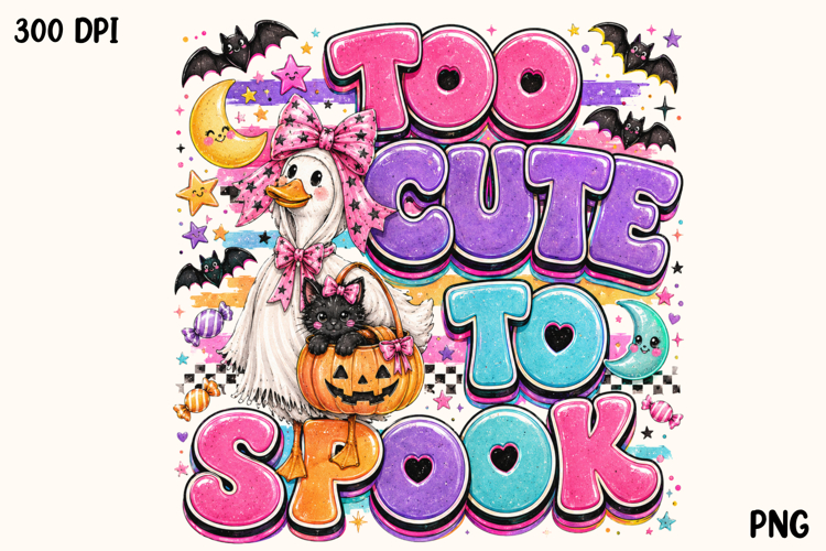 Too Cute to Spook Goose Halloween PNG