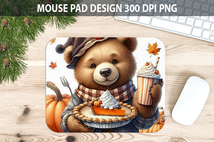 Bear Mouse pad Sublimation - Thanksgiving Animal PNG Design