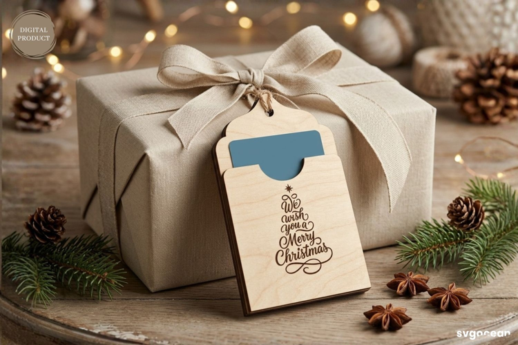 Christmas Gift Card Holder Laser Cut | Glowforge | SVG