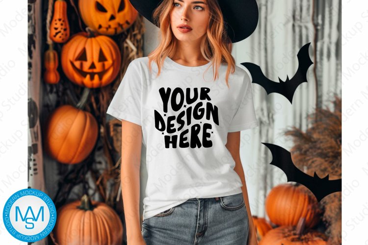 White women Tshirt Mockup, Halloween tshirt mockup