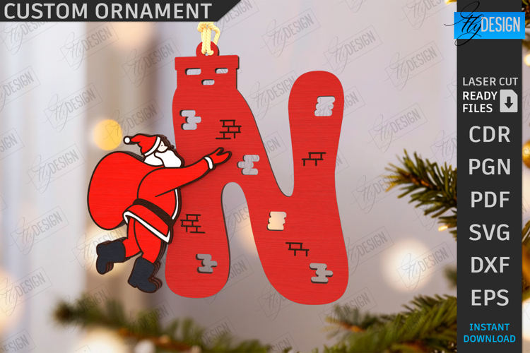 Christmas Letter Ornament|Hanging Christmas Monogram SVG|CNC