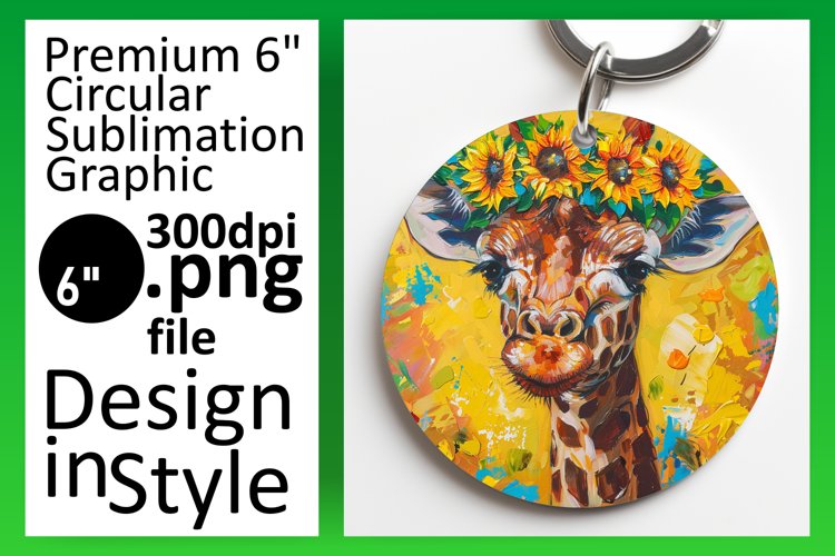 Keychain Giraffe Round Design Sublimation