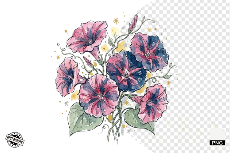 Watercolor Moonlit Meadow Clipart