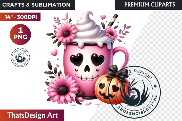 Pastel Goth Halloween Drinks - Kawaii Spooky Clipart PNG