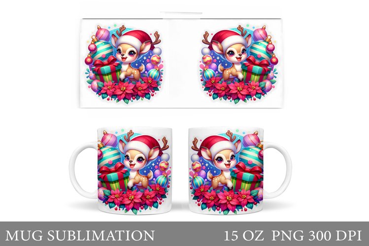 Christmas Deer Mug Design. Cute Deer Mug Sublimation example image 1