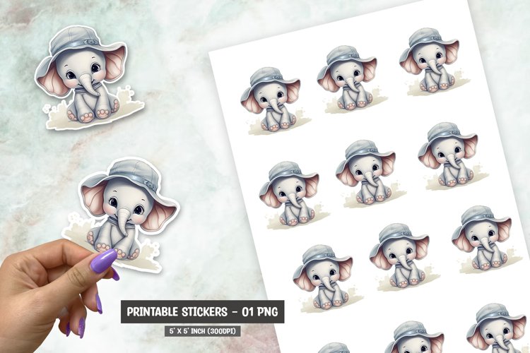 Cute elephant sticker, Baby elephant sticker png