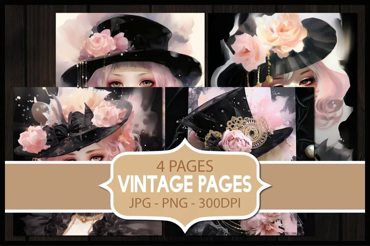 4 Vintage Abstract Digital Papers I Junk Journal Pages