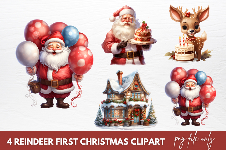 Reindeer First Christmas Clipart Sublimation