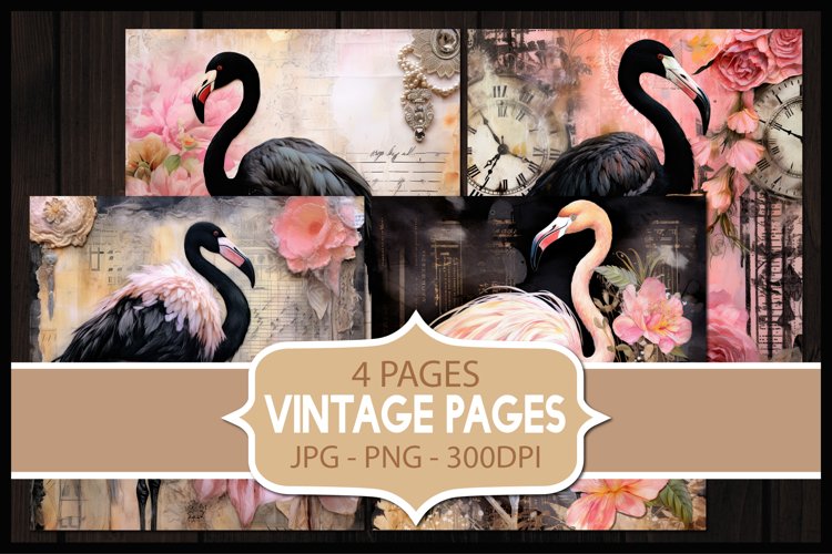 4 Vintage Floral Digital Papers I Junk Journal Pages example image 1