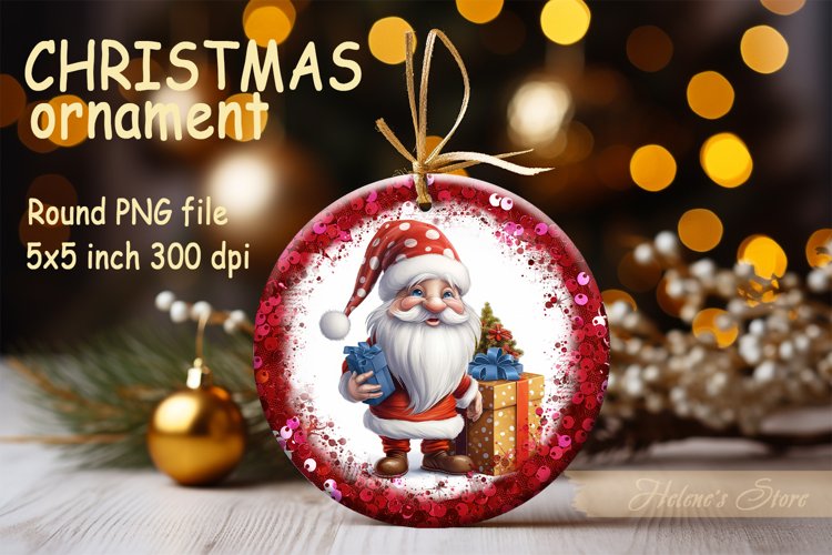 Christmas Ornament sublimation | Christmas gnome PNG example image 1