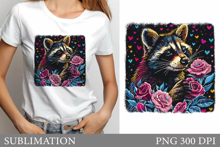 Cute Raccoon T-Shirt Design. Cute Raccoon Sublimation
