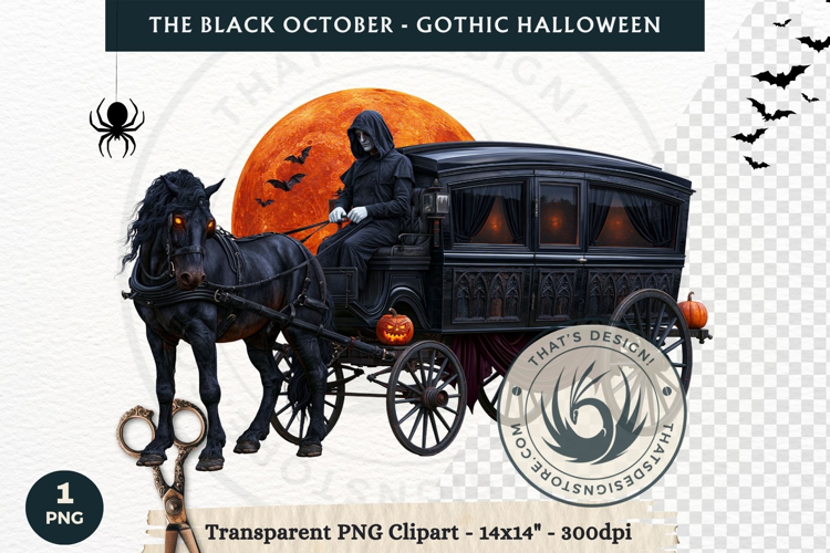 The Black October Gothic Halloween Clipart, Horror character
