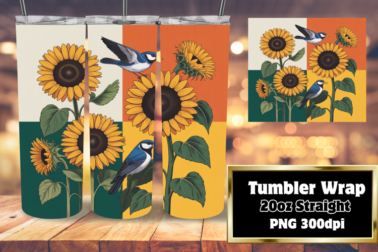 VIBRANT 20oz Tumbler Artwork , Birds