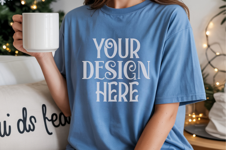 Blue Jean Comfort Colors 1717 Christmas Mockup, CC 1717