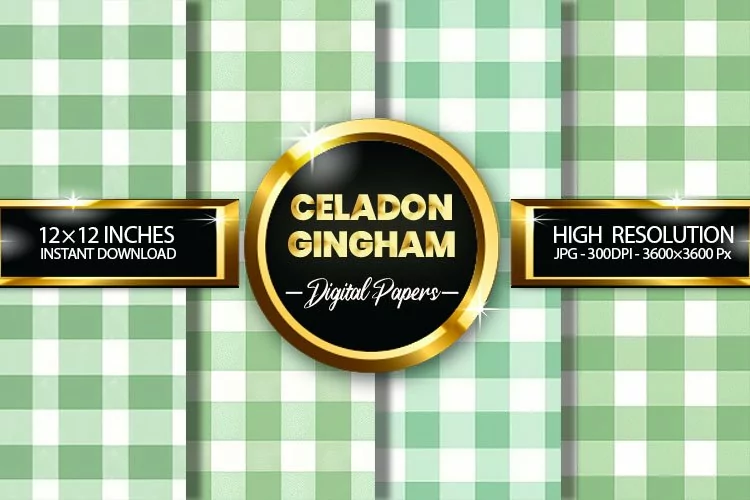 Celadon Gingham Digital Papers - 04 Variations