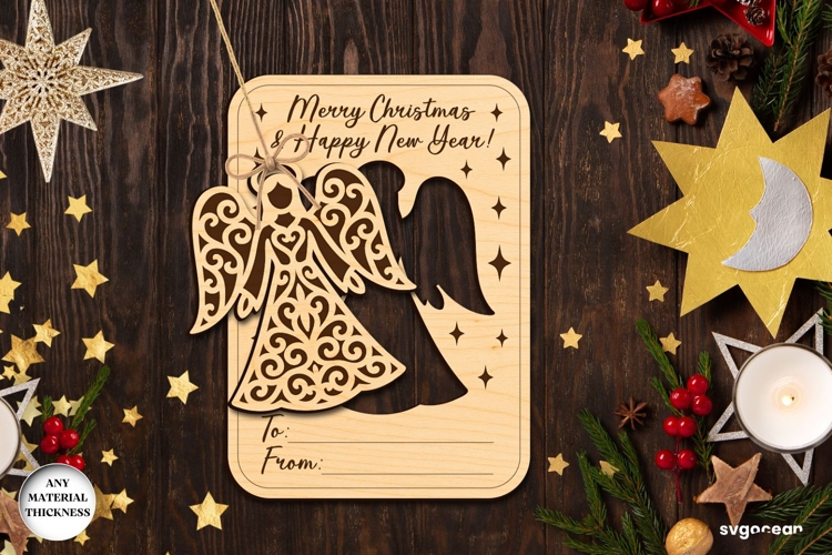 Christmas Card Angel Ornament Laser Cut | Glowforge | SVG