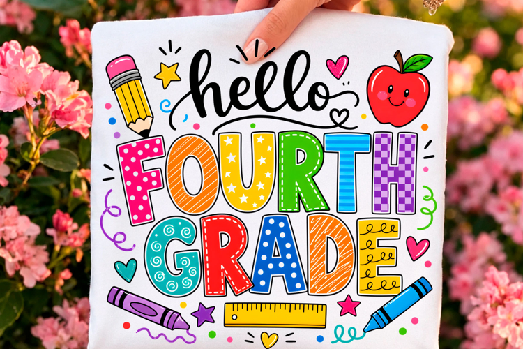 Hello Fourth Grade School Supplies PNG