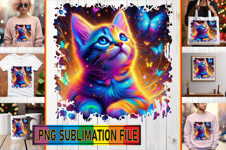 Bright Tote Bag Art Ideas PNG, Cat