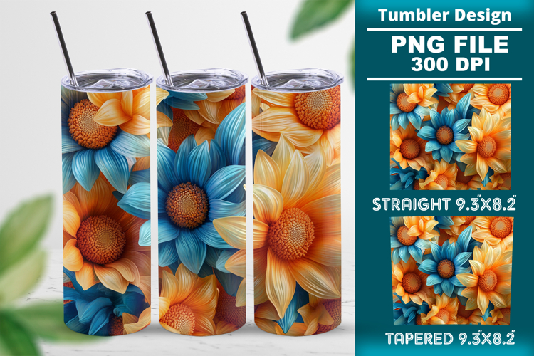 3D floral tumbler wrap design