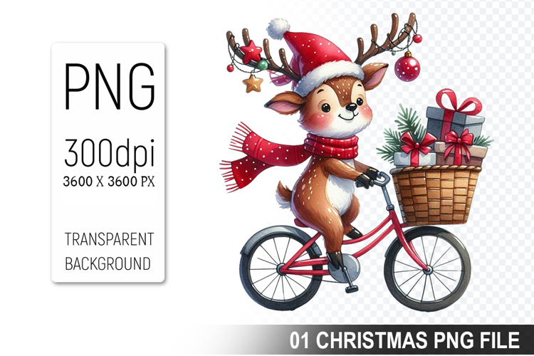 A Cute Deer Christmas Santa Hat, Christmas Clipart PNG File