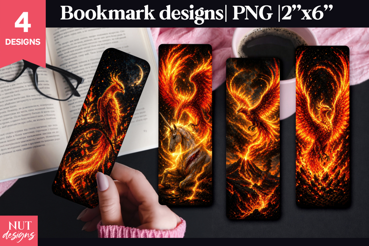 Fire Phoenix Bookmark celestial bird bookmark design