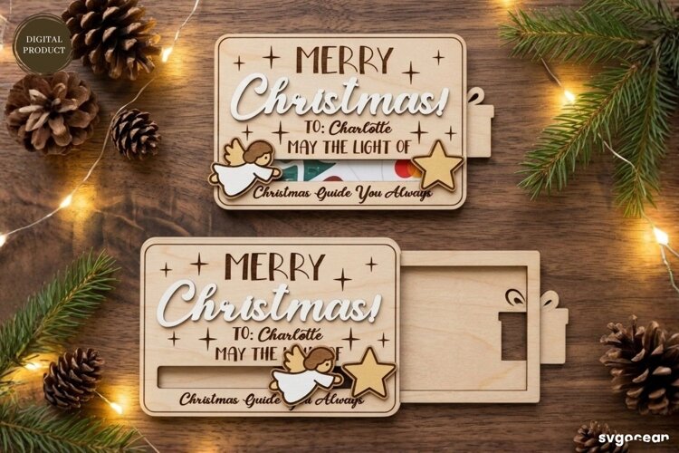 Christmas Card Holder Laser Cut | Glowforge | SVG example image 1