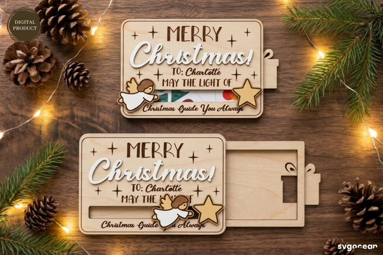 Christmas Card Holder Laser Cut | Glowforge | SVG